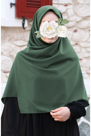 Plain Woven Large Square Scarf - Soft Drape, 120x120 cm — acik-yesil