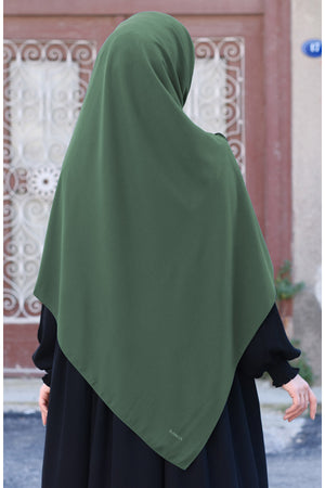Plain Woven Large Square Scarf - Soft Drape, 120x120 cm — acik-yesil