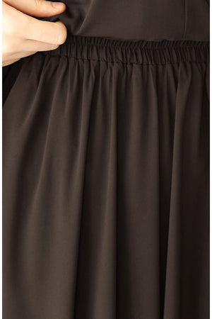 Modest Relaxed Fit Long Tunic & Skirt Set with Batwing Sleeves — Kahverengi