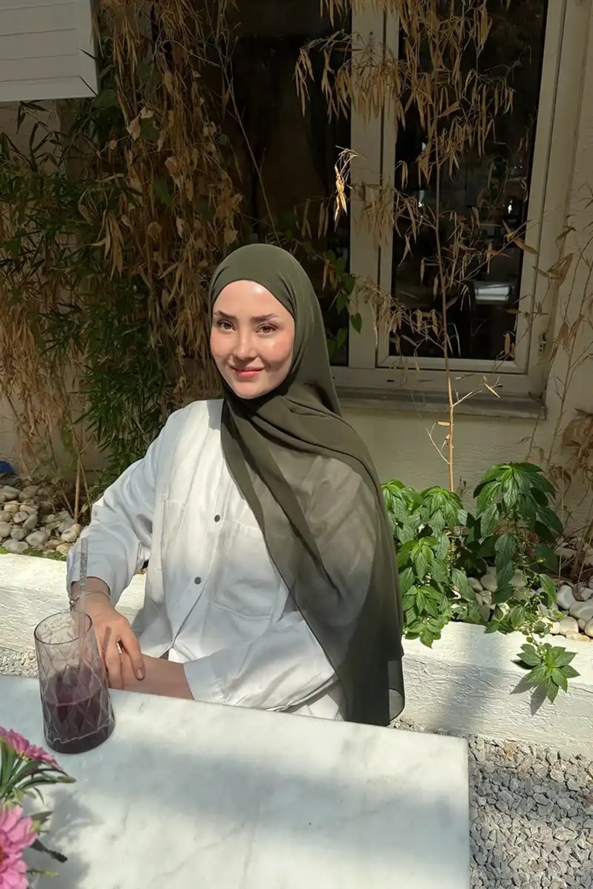 Smooth Crepe Shawl for Versatile Modest Styling — haki