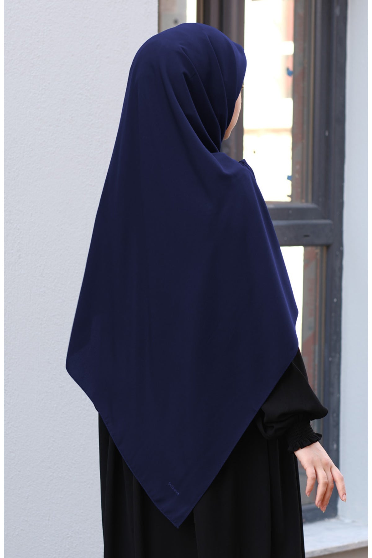 Plain Woven Large Square Scarf - Soft Drape, 120x120 cm — Lacivert