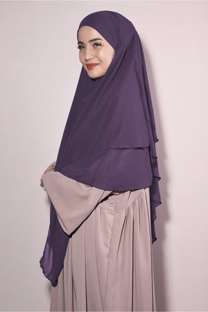 Long Layered Chiffon Khimar with Tie-Back Niqab — Çok Renkli