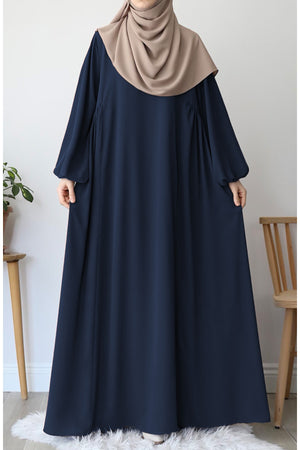 Relaxed Fit Long Modest Dress with Pockets — Lacivert