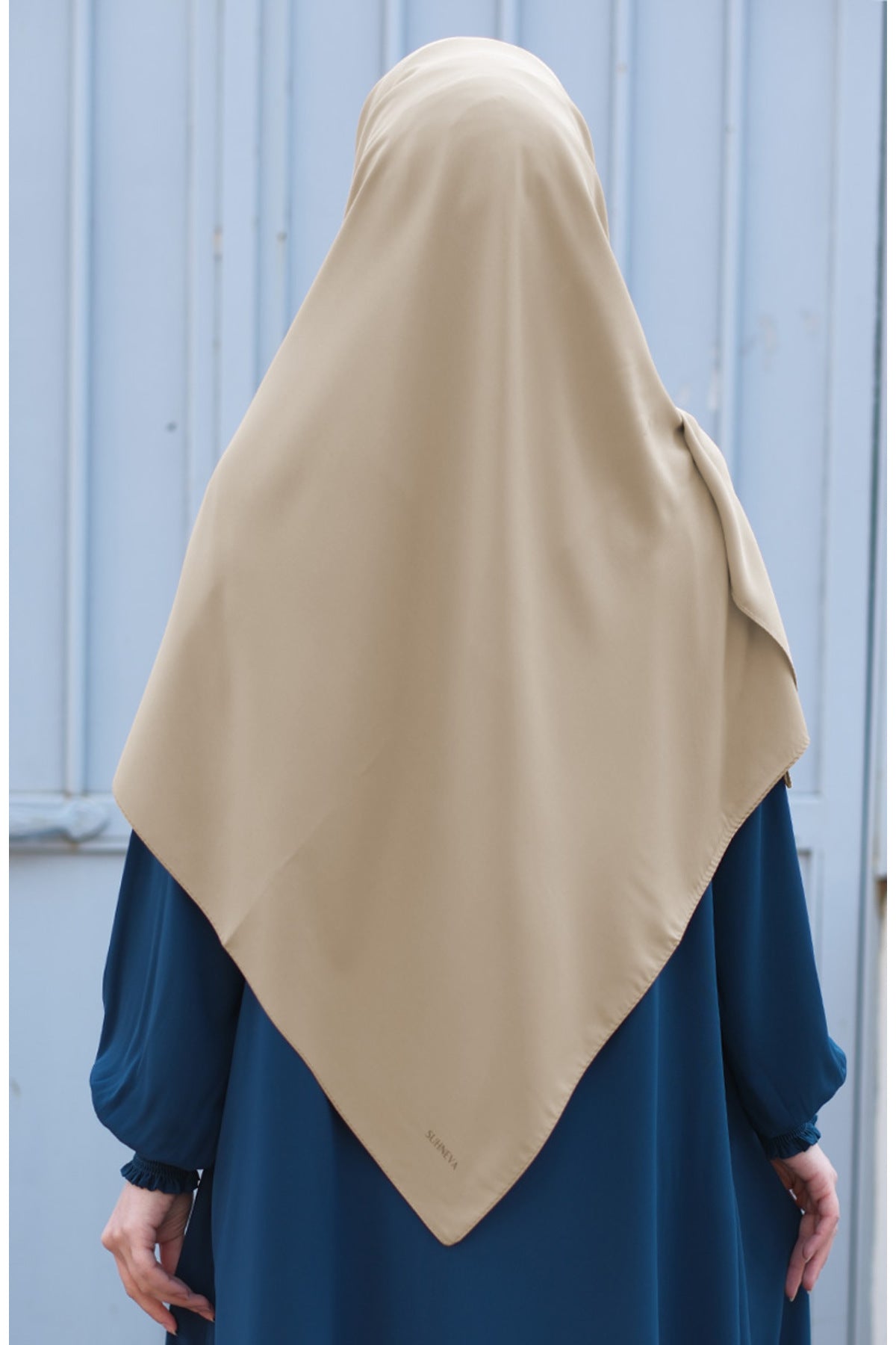 Plain Woven Large Square Scarf - Soft Drape, 120x120 cm — Bej