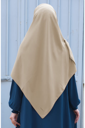 Plain Woven Large Square Scarf - Soft Drape, 120x120 cm — Bej