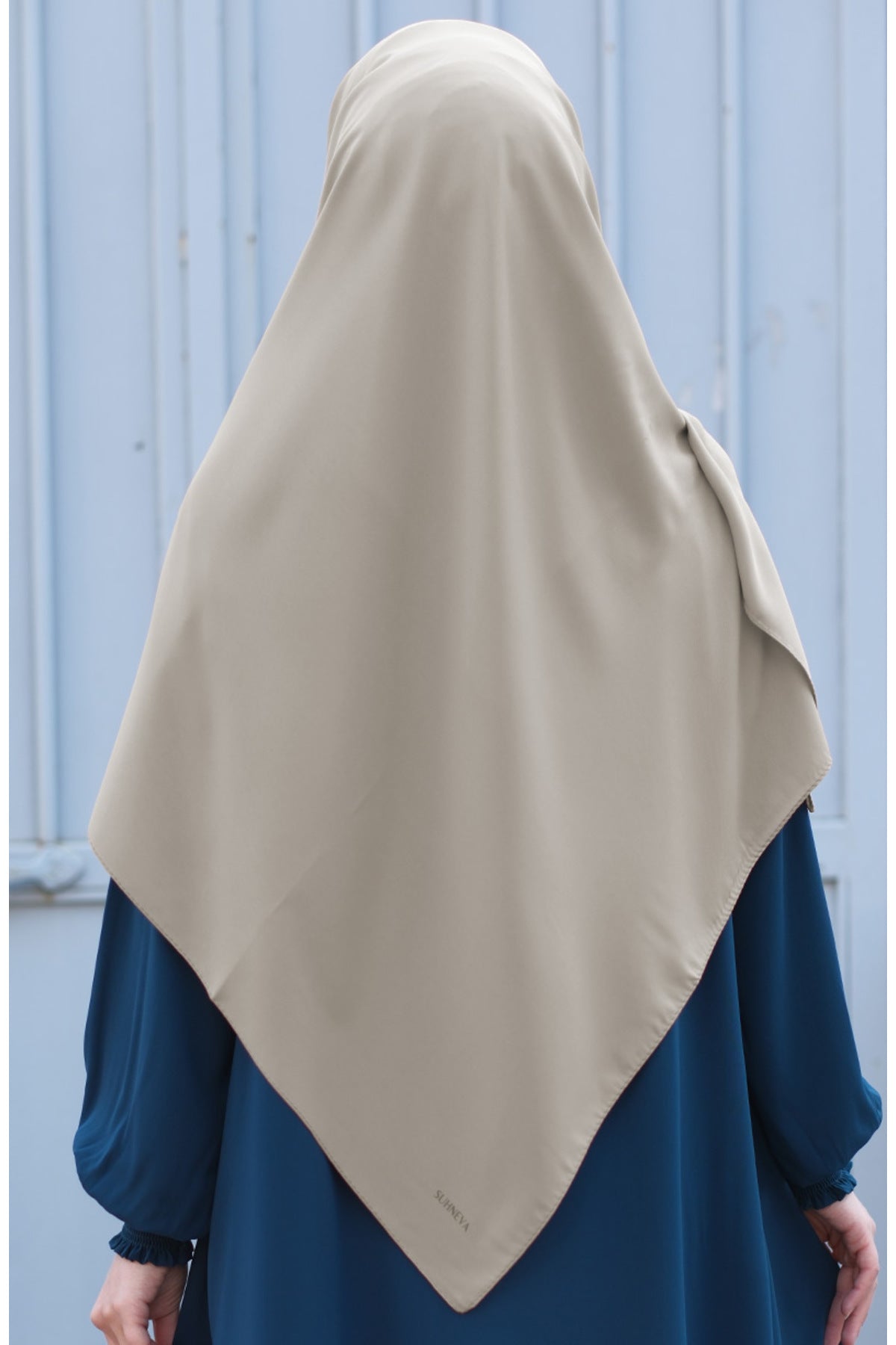 Plain Woven Large Square Scarf - Soft Drape, 120x120 cm — soft-krem