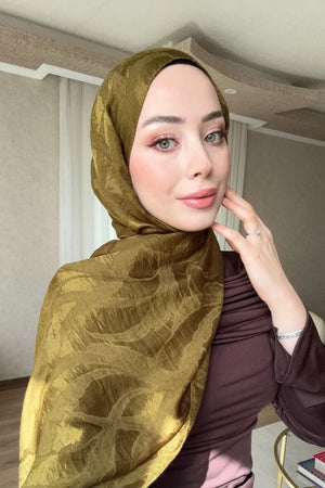 Elegant Jacquard Patterned Shawl for Modest Styling — Yeşil