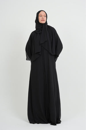 Long Lightweight Abaya and Matching Shawl Set with Snap Closure — Çok Renkli