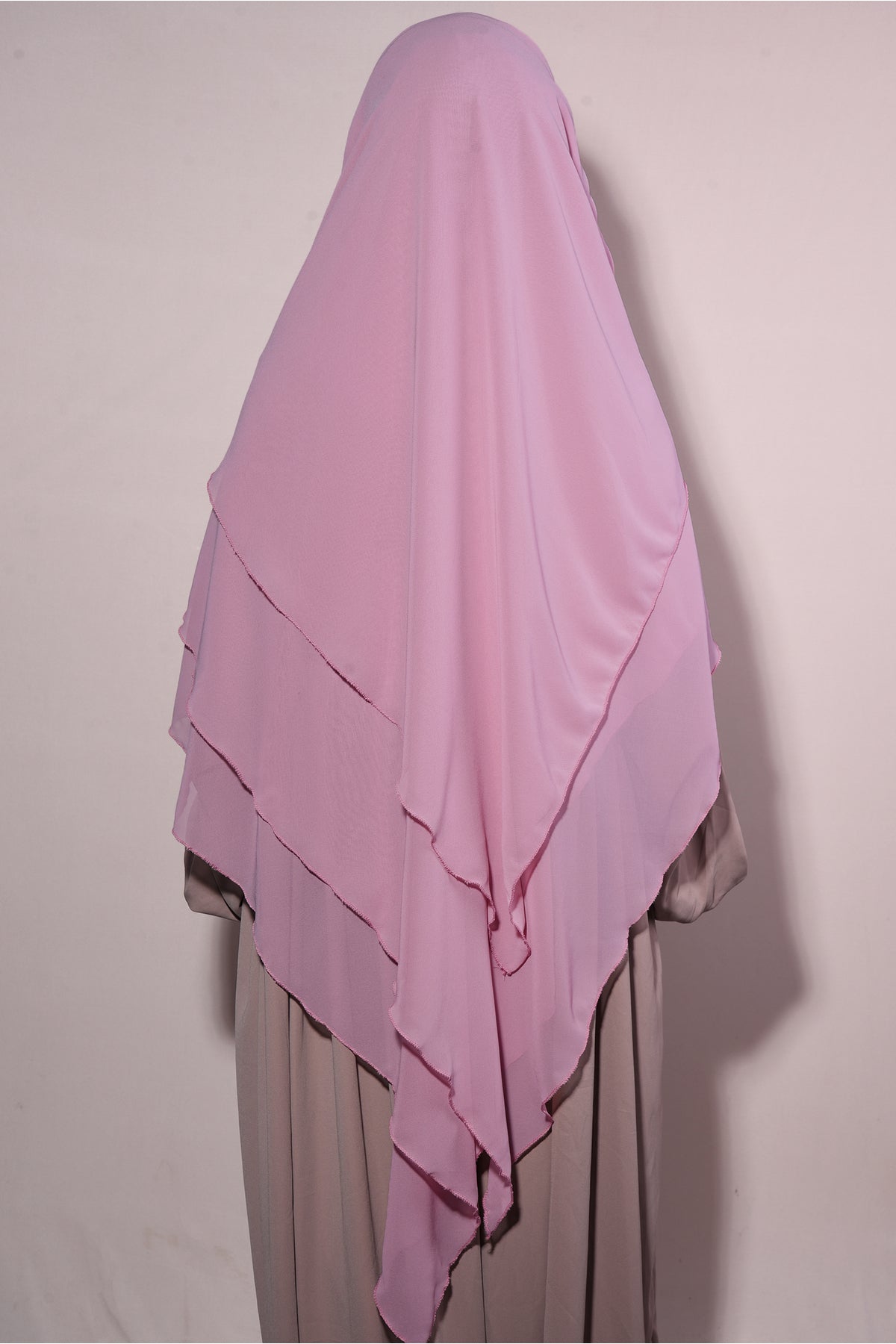 Long Layered Chiffon Khimar with Tie-Back Niqab — pudra-pembesi