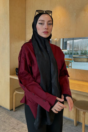 Elegant Jacquard Patterned Shawl for Modest Styling — Siyah