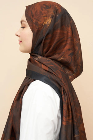 Flowing Peony Pattern Italian Silk Shawl — Sarı