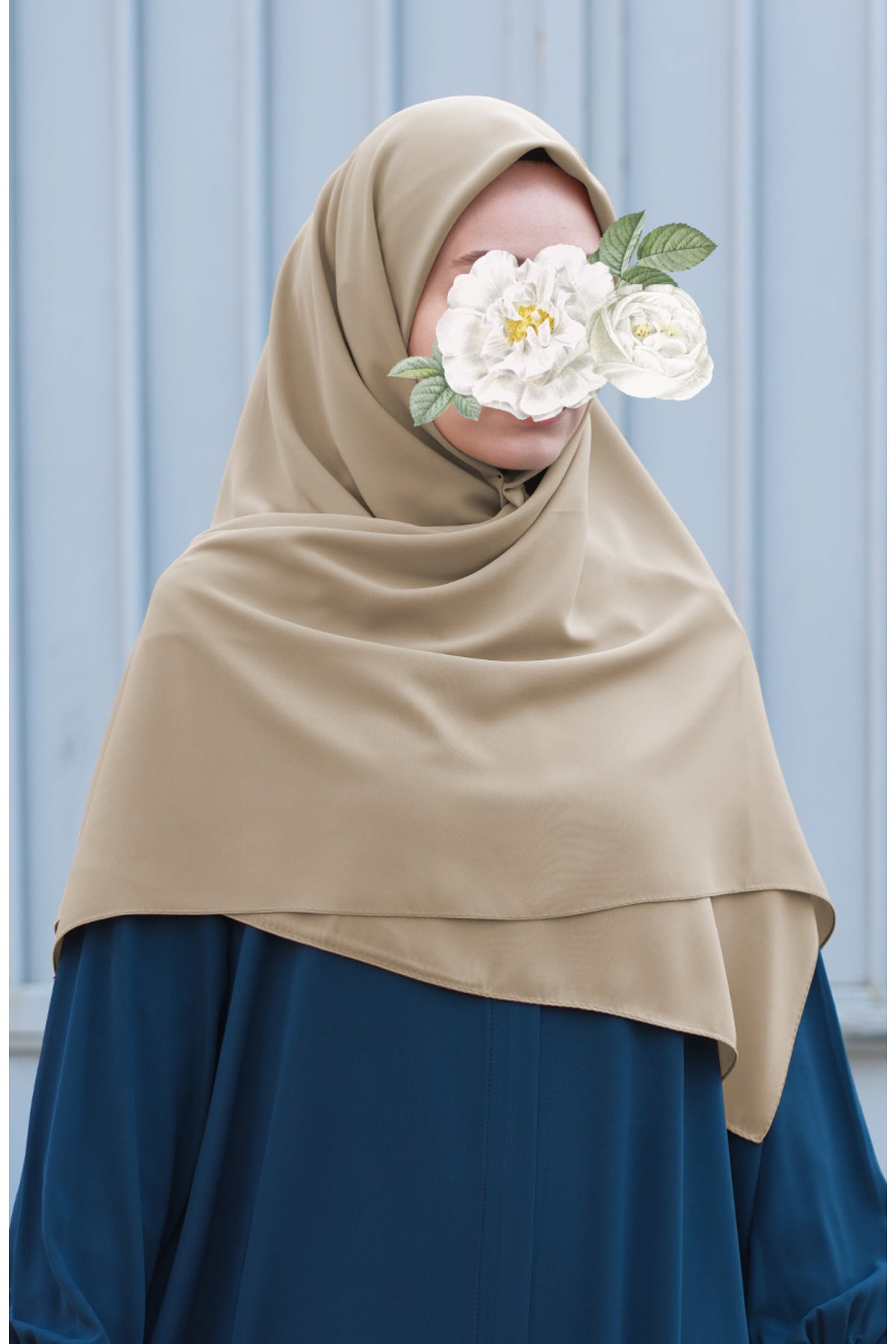 Plain Woven Large Square Scarf - Soft Drape, 120x120 cm — Bej
