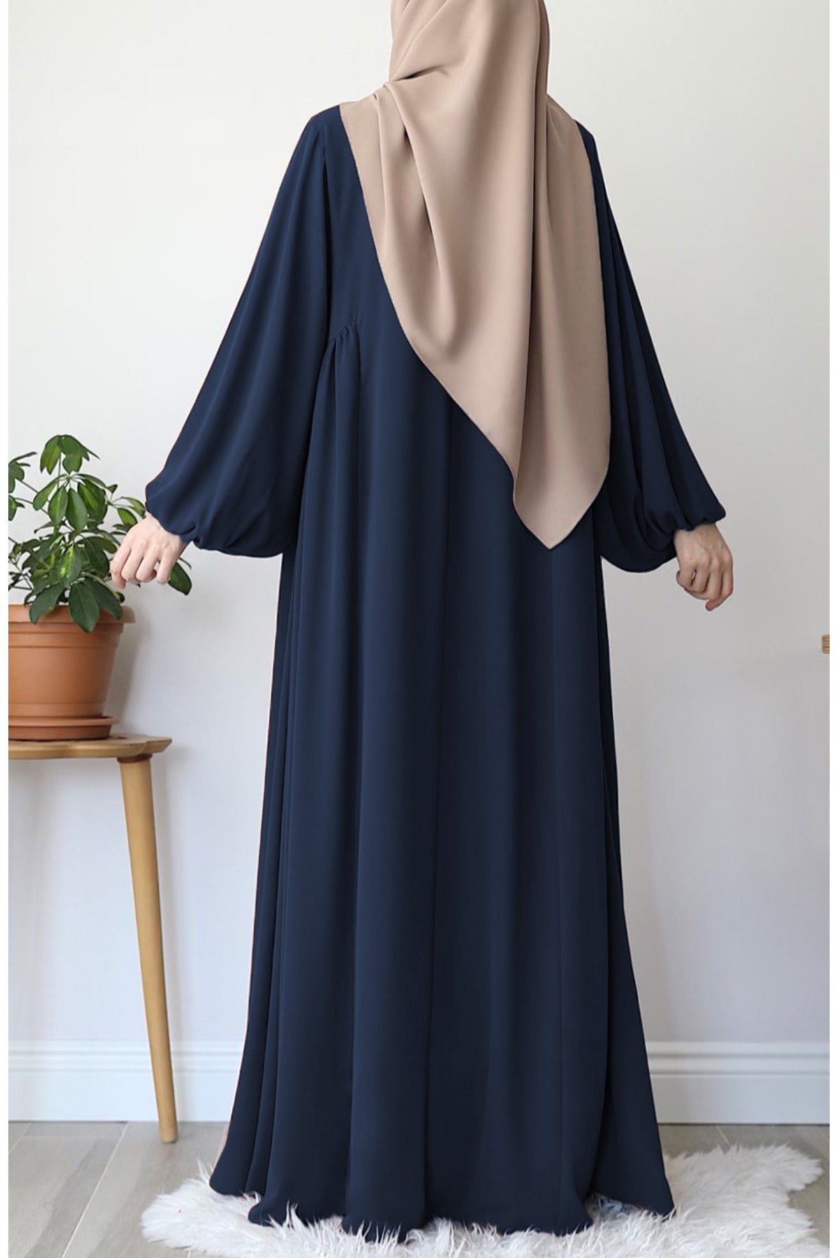Relaxed Fit Long Modest Dress with Pockets — Lacivert