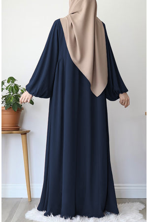 Relaxed Fit Long Modest Dress with Pockets — Lacivert
