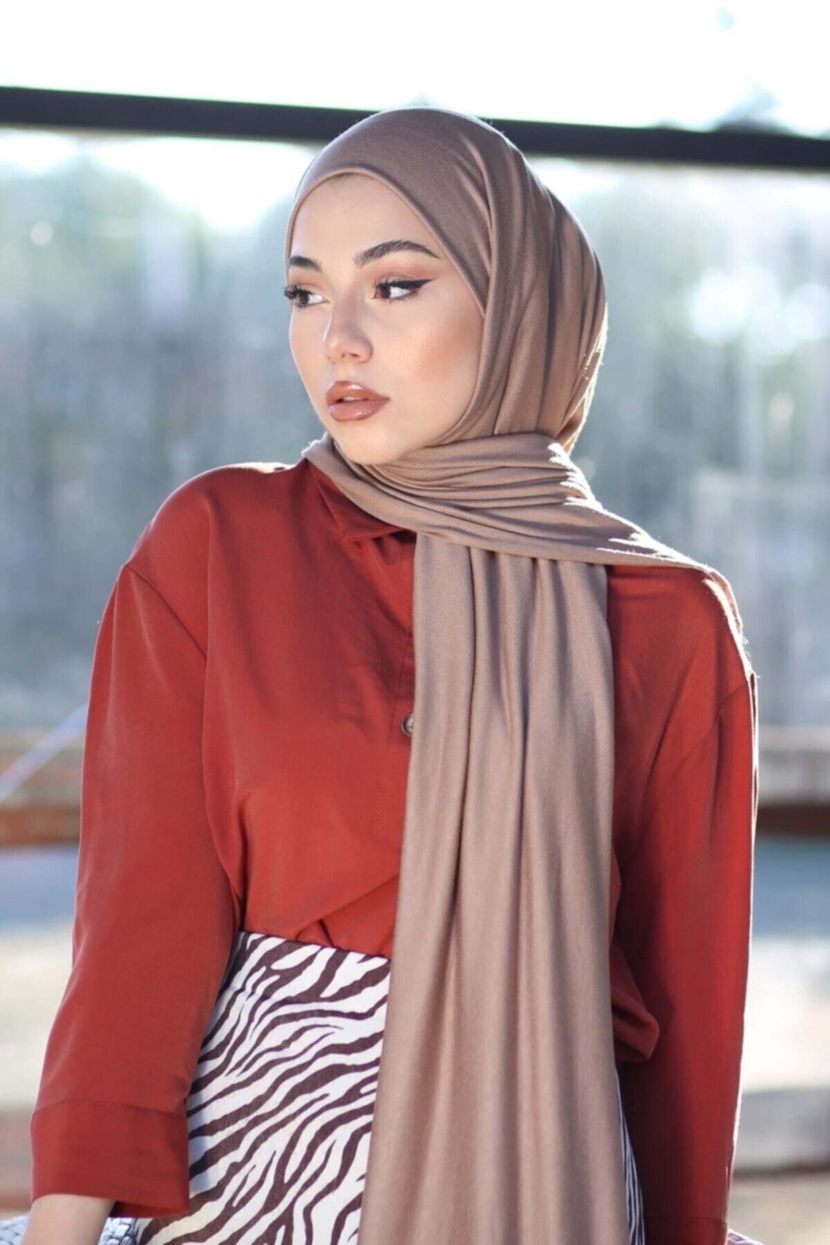 Soft Viscose Jersey Shawl — Kahverengi