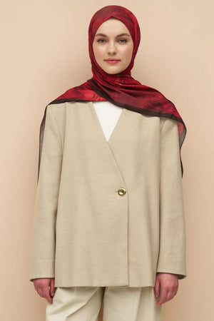 Flowing Peony Pattern Italian Silk Shawl — Bordo