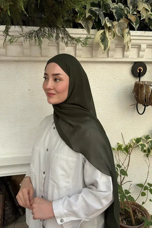 Smooth Crepe Shawl for Versatile Modest Styling — haki