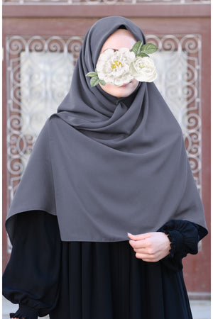 Plain Woven Large Square Scarf - Soft Drape, 120x120 cm — Gri