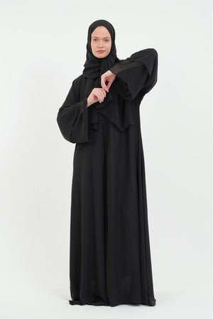 Long Lightweight Abaya and Matching Shawl Set with Snap Closure — Çok Renkli