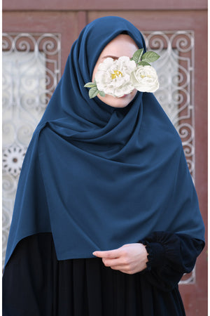 Plain Woven Large Square Scarf - Soft Drape, 120x120 cm — petrol-mavi