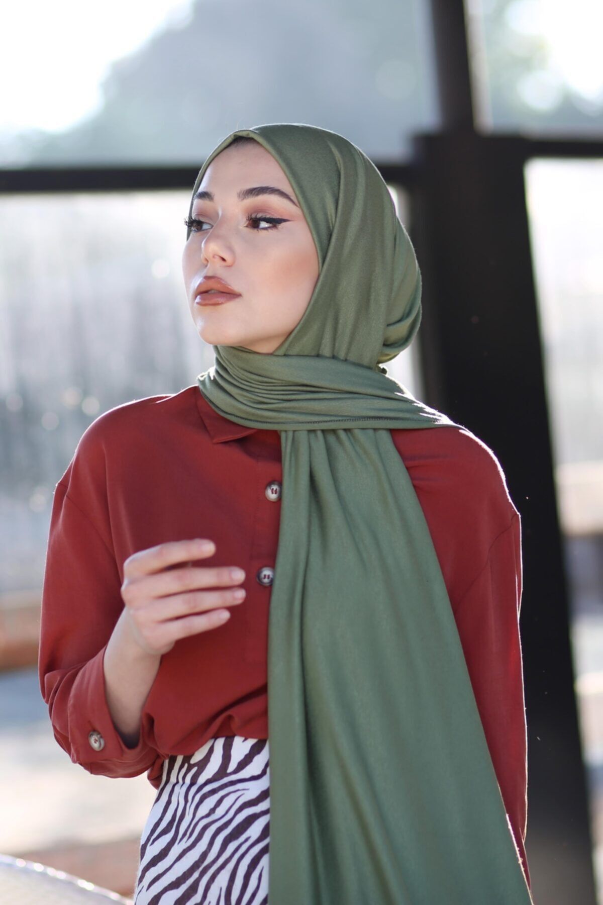 Soft Viscose Jersey Shawl — Yeşil