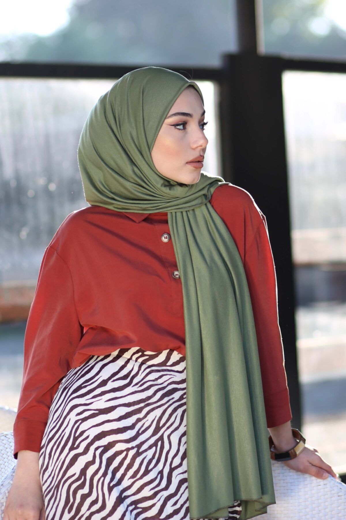 Soft Viscose Jersey Shawl — Yeşil