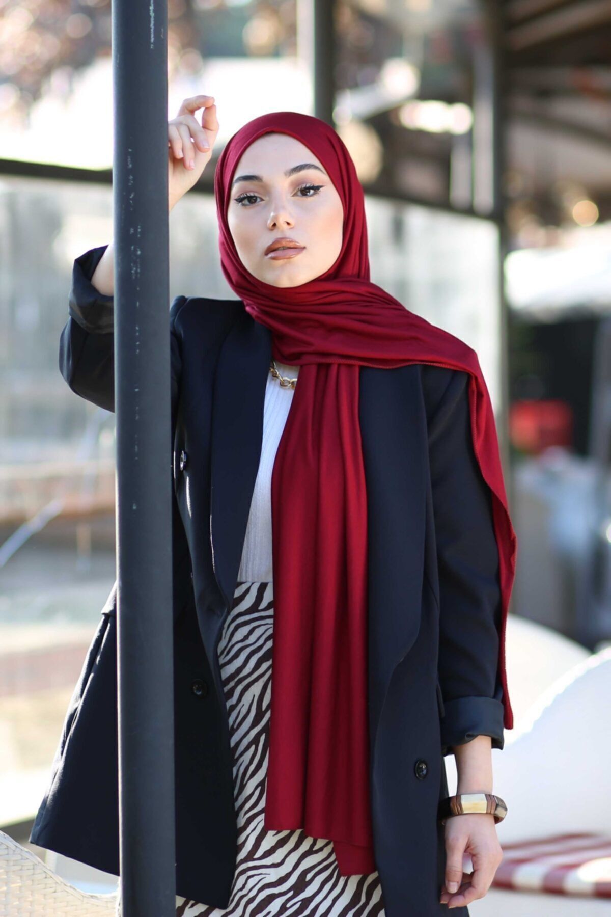 Soft Viscose Jersey Shawl — Bordo