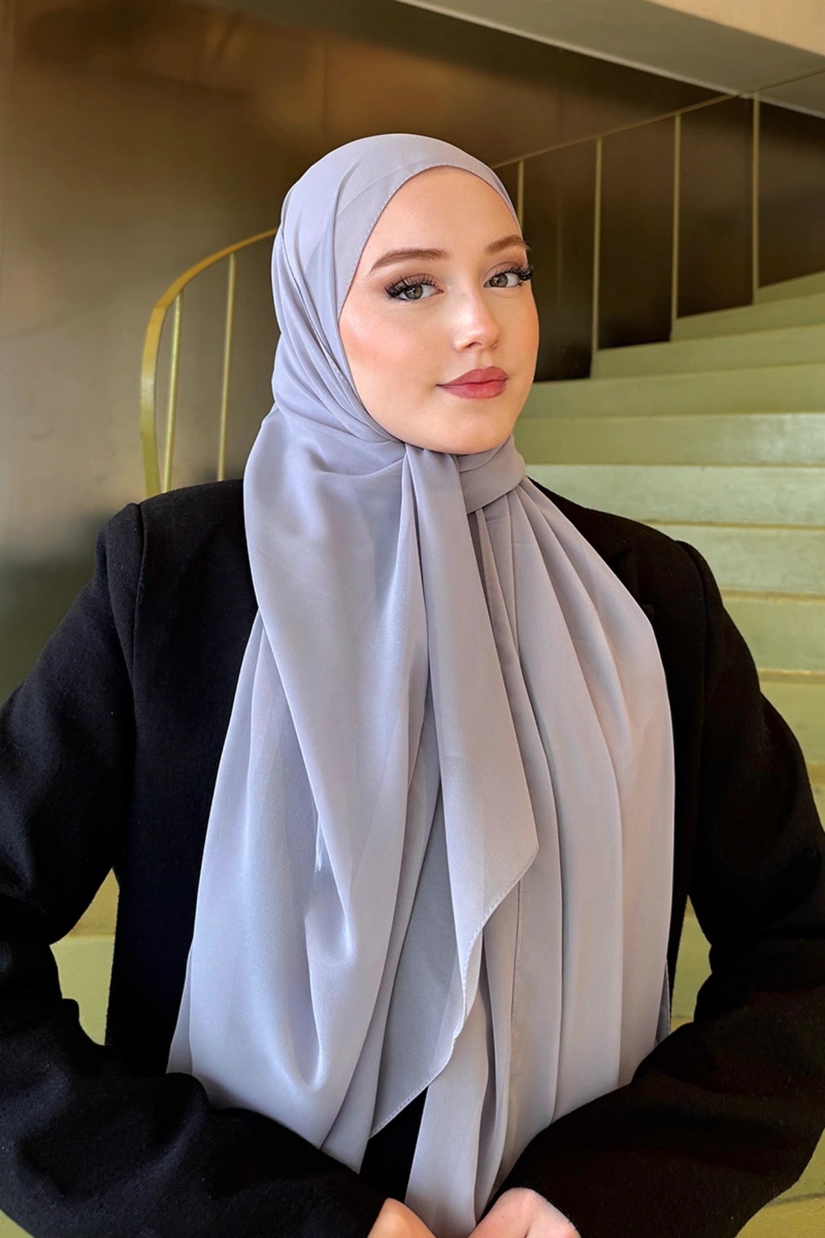 Smooth Crepe Shawl for Versatile Modest Styling — gri