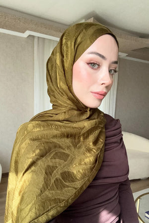 Elegant Jacquard Patterned Shawl for Modest Styling — Yeşil