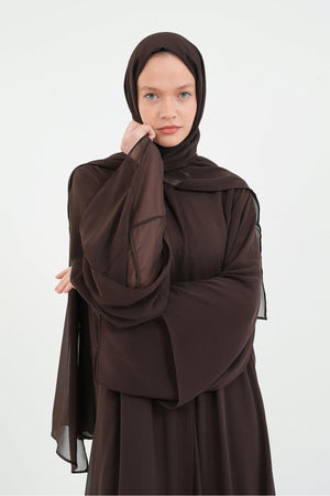 Long Lightweight Abaya and Matching Shawl Set with Snap Closure — aci-kahve