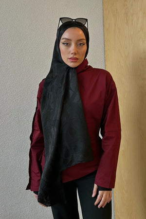 Elegant Jacquard Patterned Shawl for Modest Styling — Siyah