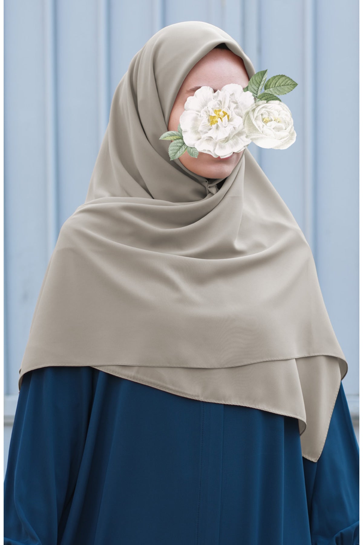 Plain Woven Large Square Scarf - Soft Drape, 120x120 cm — soft-krem