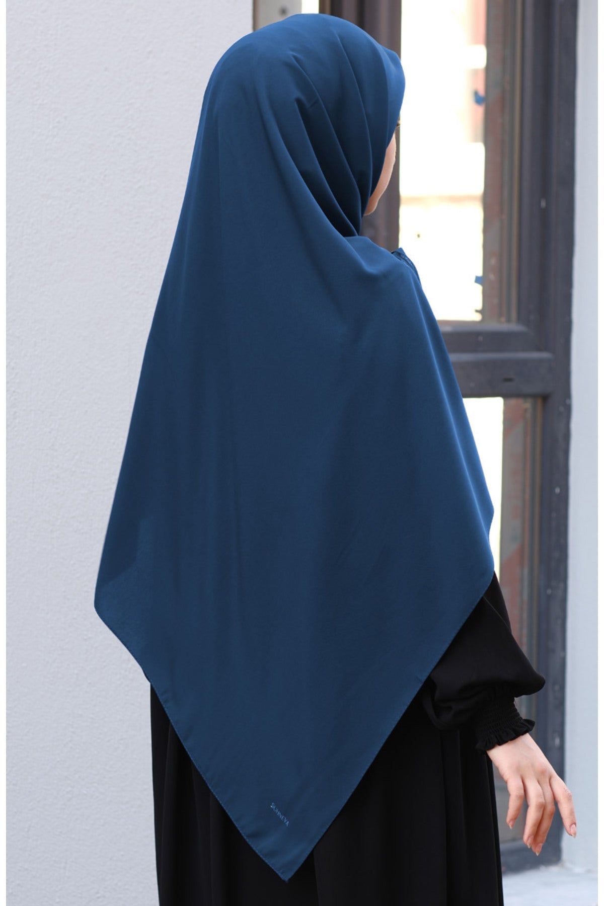 Plain Woven Large Square Scarf - Soft Drape, 120x120 cm — petrol-mavi