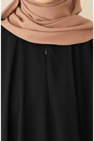 Modest Relaxed Fit Long Tunic & Skirt Set with Batwing Sleeves — Siyah