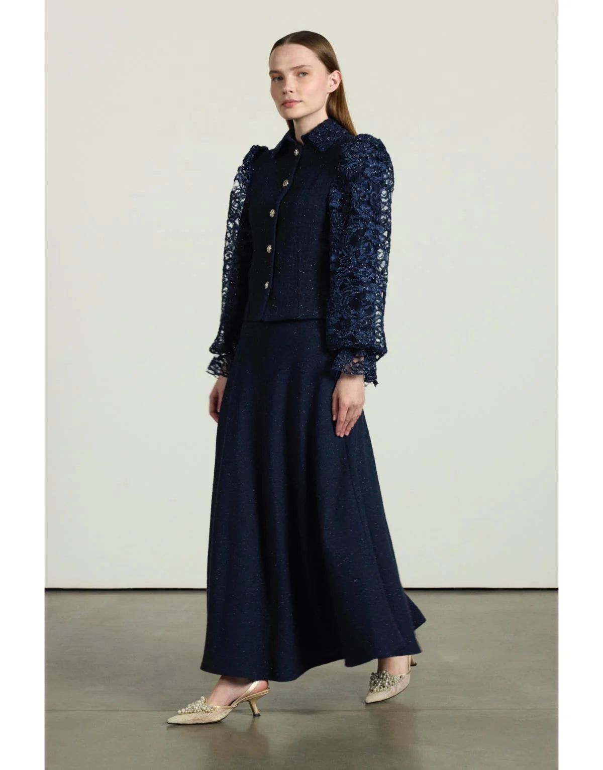 Chanel fabric & Lace Detailed Set