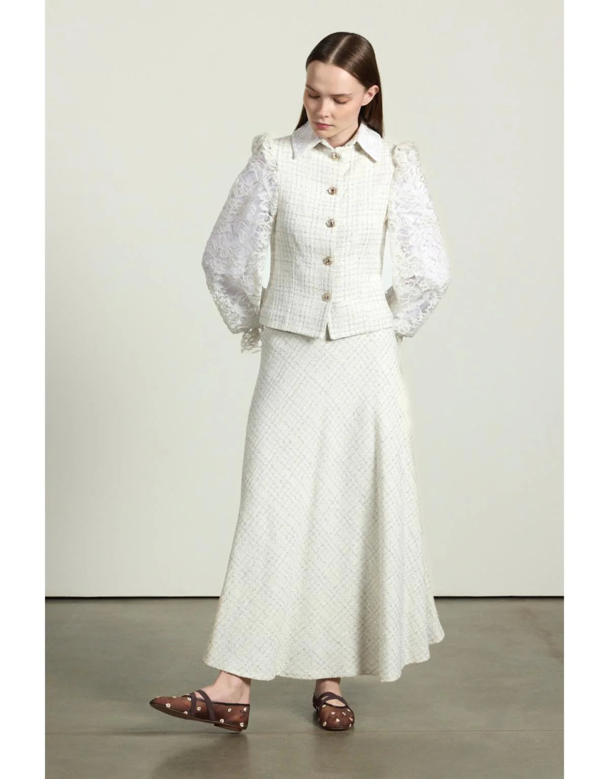 Chanel fabric & Lace Detailed Set