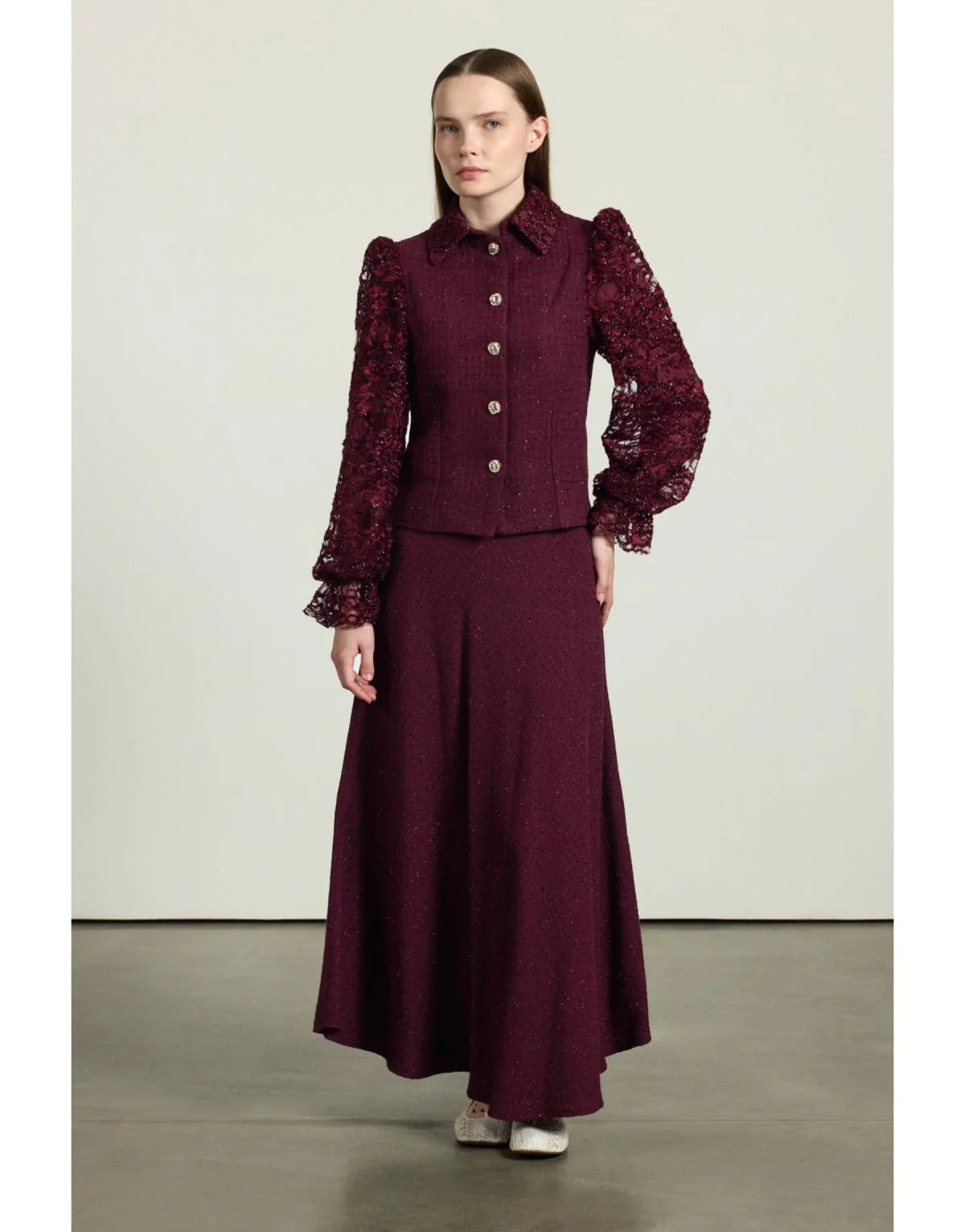 Chanel fabric & Lace Detailed Set