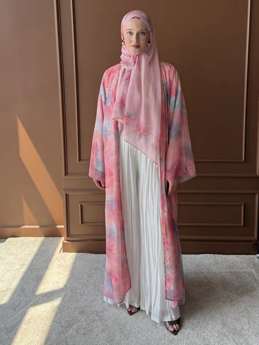Luxury Chiffon Abaya and Shawl Two-Piece Set