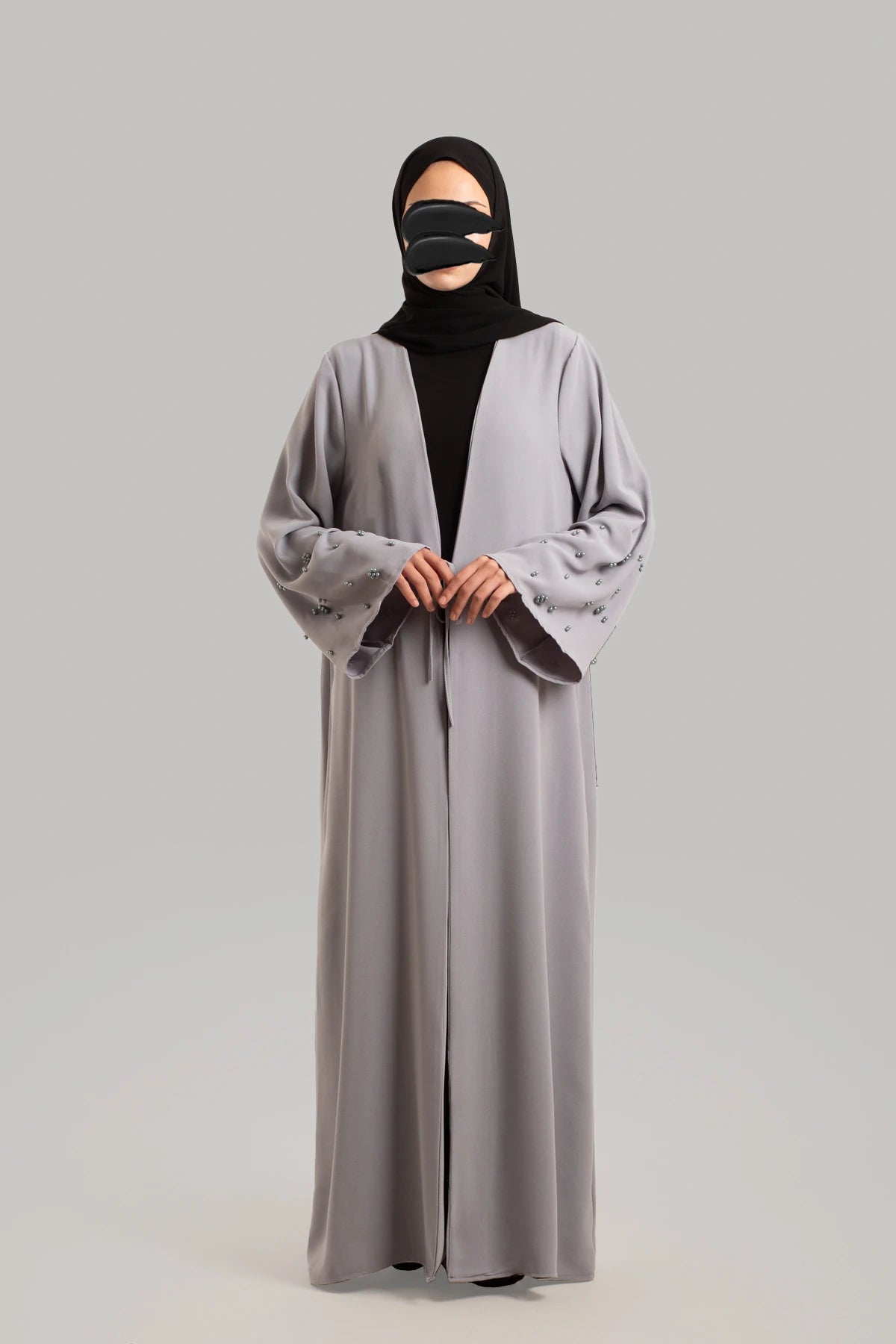 Elegant Beaded Crepe Abaya (AB001)