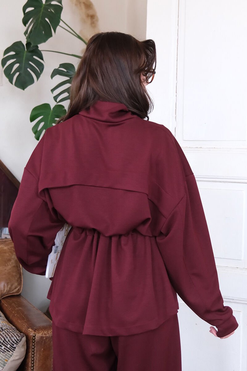 Bordo Oysho Fermuarlı Takım