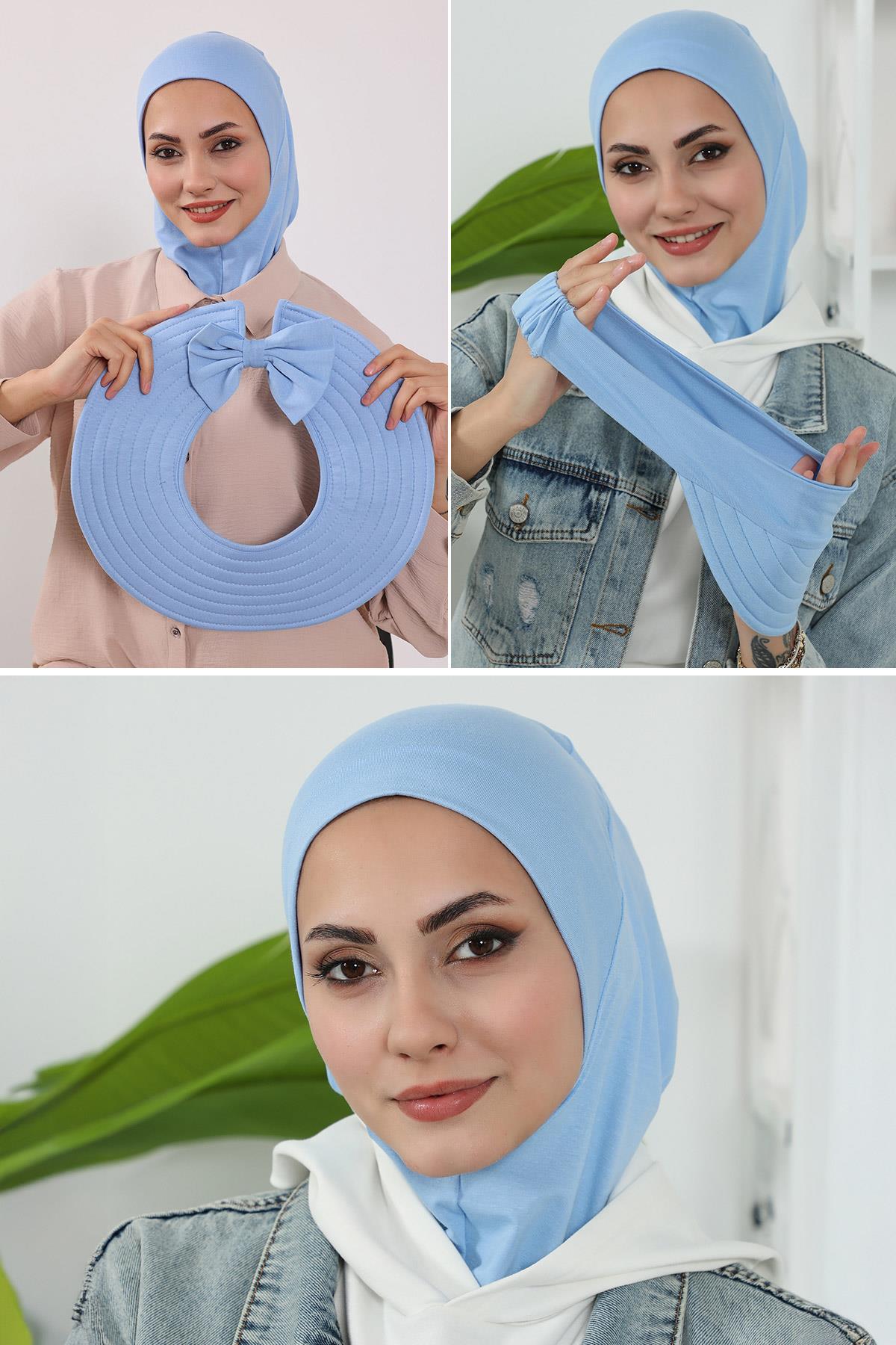 3-Piece Modest Head Covering Set: Ninja Bonnet, Visor & Hat