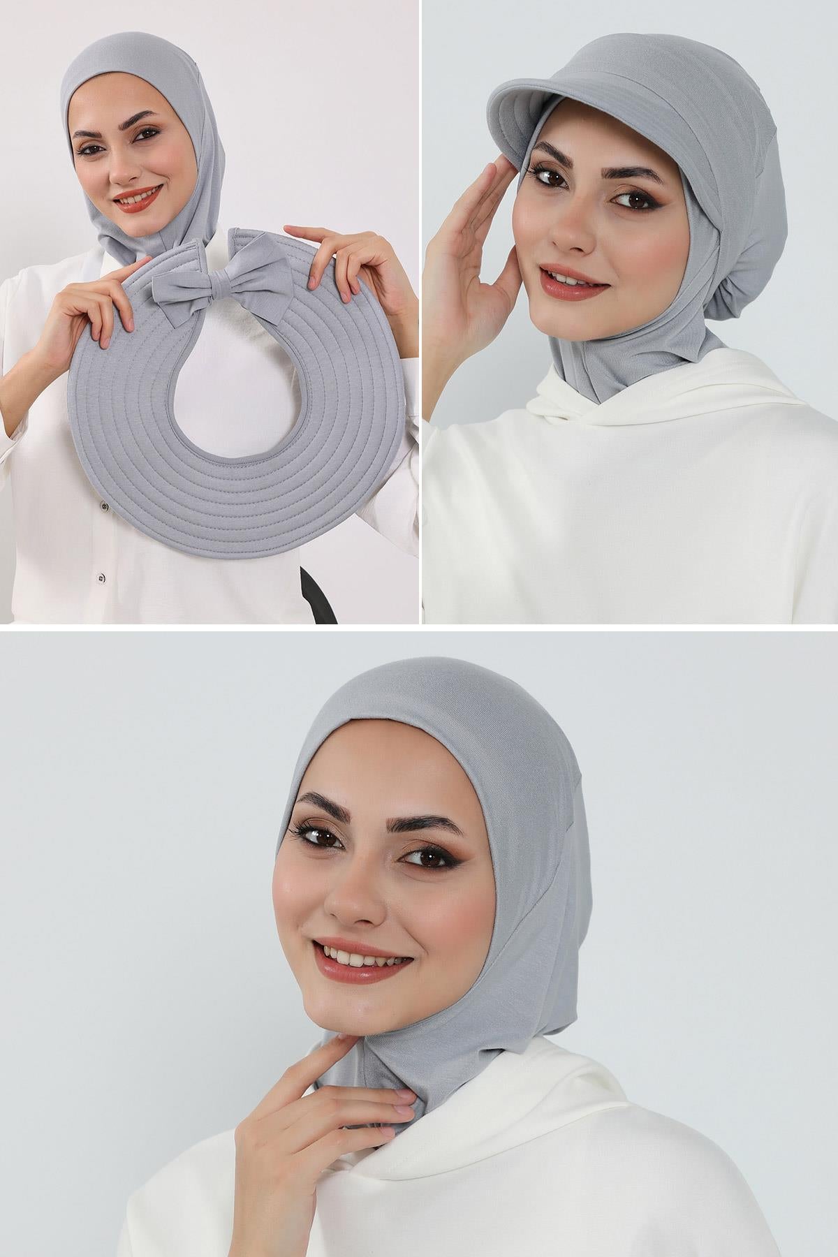 3-Piece Modest Head Covering Set: Ninja Bonnet, Visor & Hat