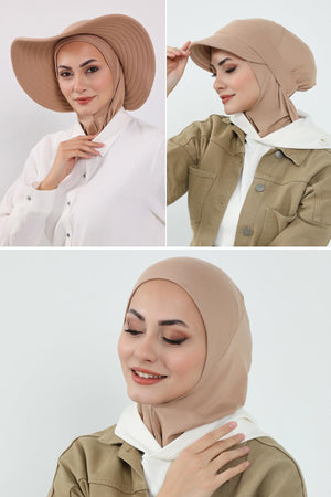 3-Piece Modest Head Covering Set: Ninja Bonnet, Visor & Hat