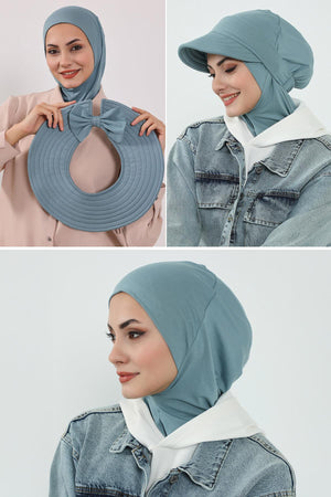 3-Piece Modest Head Covering Set: Ninja Bonnet, Visor & Hat