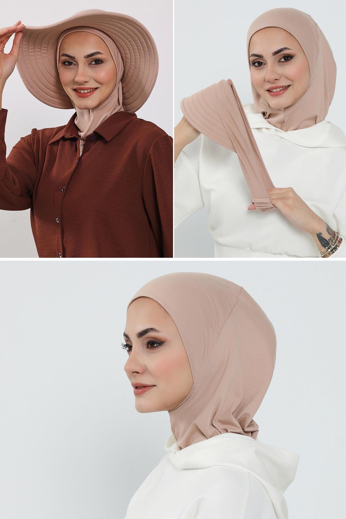 3-Piece Modest Head Covering Set: Ninja Bonnet, Visor & Hat