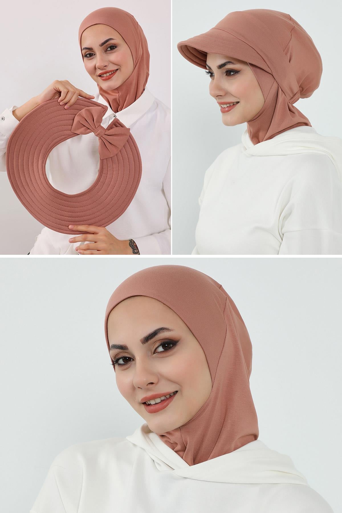 3-Piece Modest Head Covering Set: Ninja Bonnet, Visor & Hat
