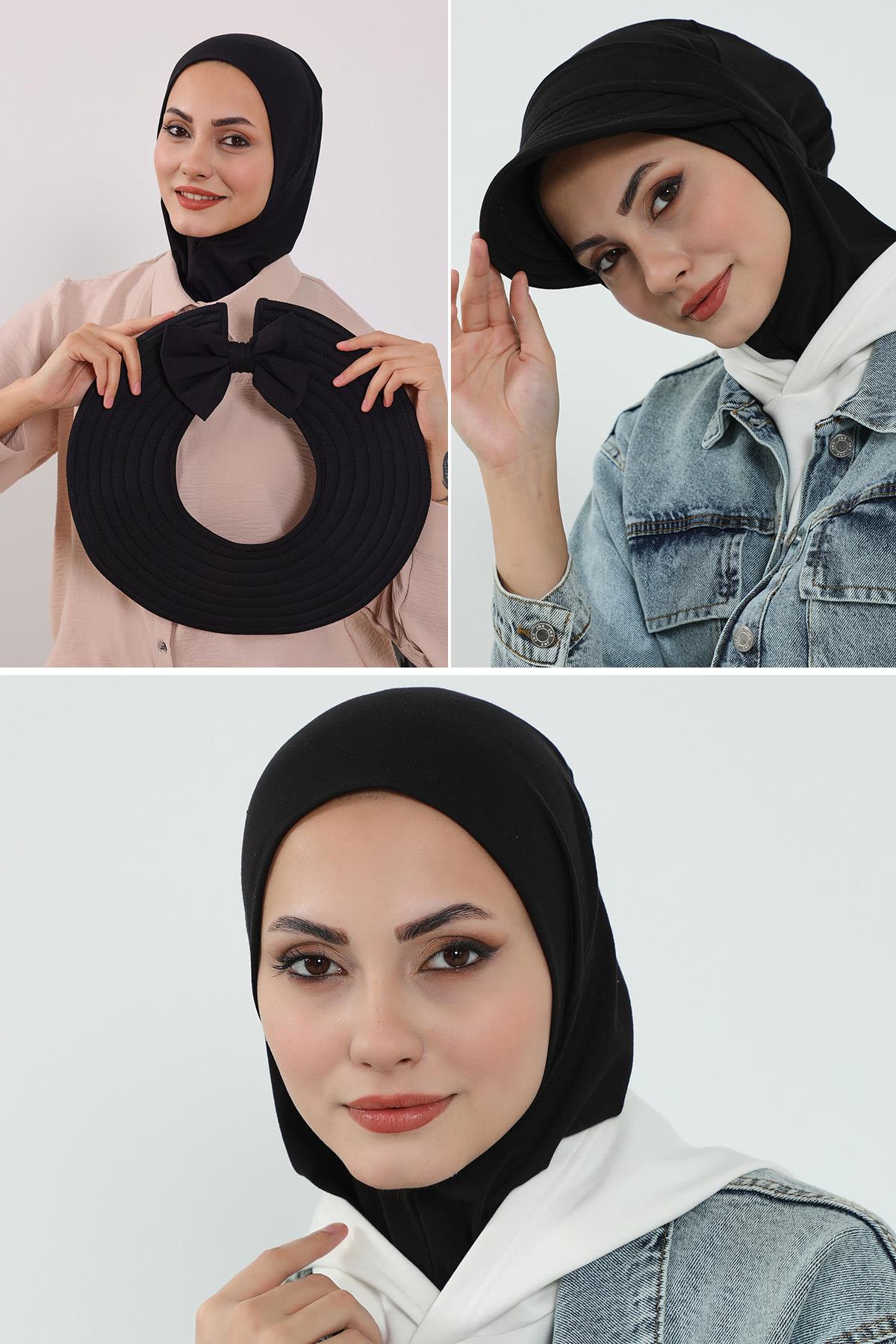 3-Piece Modest Head Covering Set: Ninja Bonnet, Visor & Hat