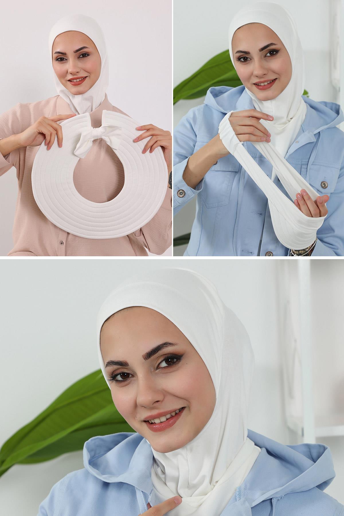 3-Piece Modest Head Covering Set: Ninja Bonnet, Visor & Hat