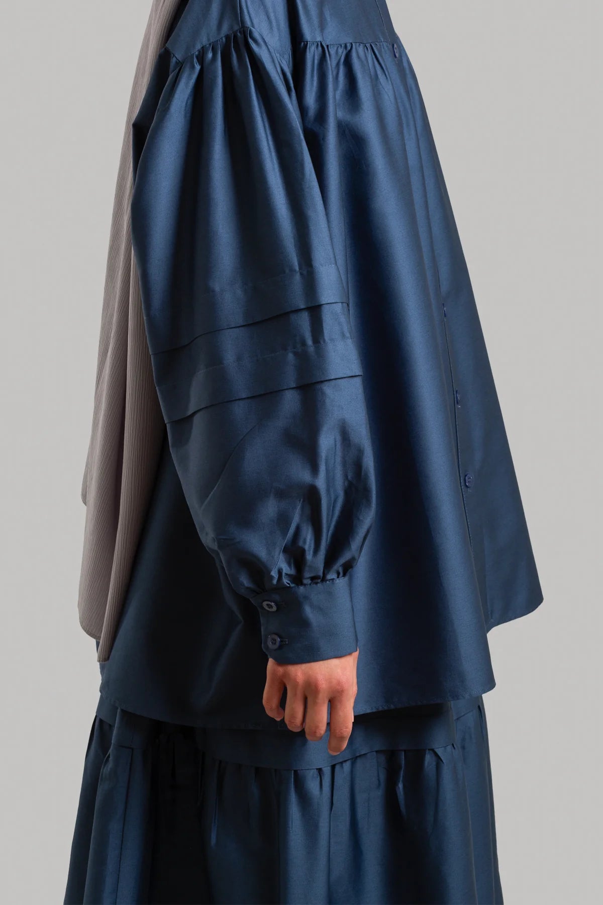 Luxury Satin Cotton Blouse with Pleated Details BL002