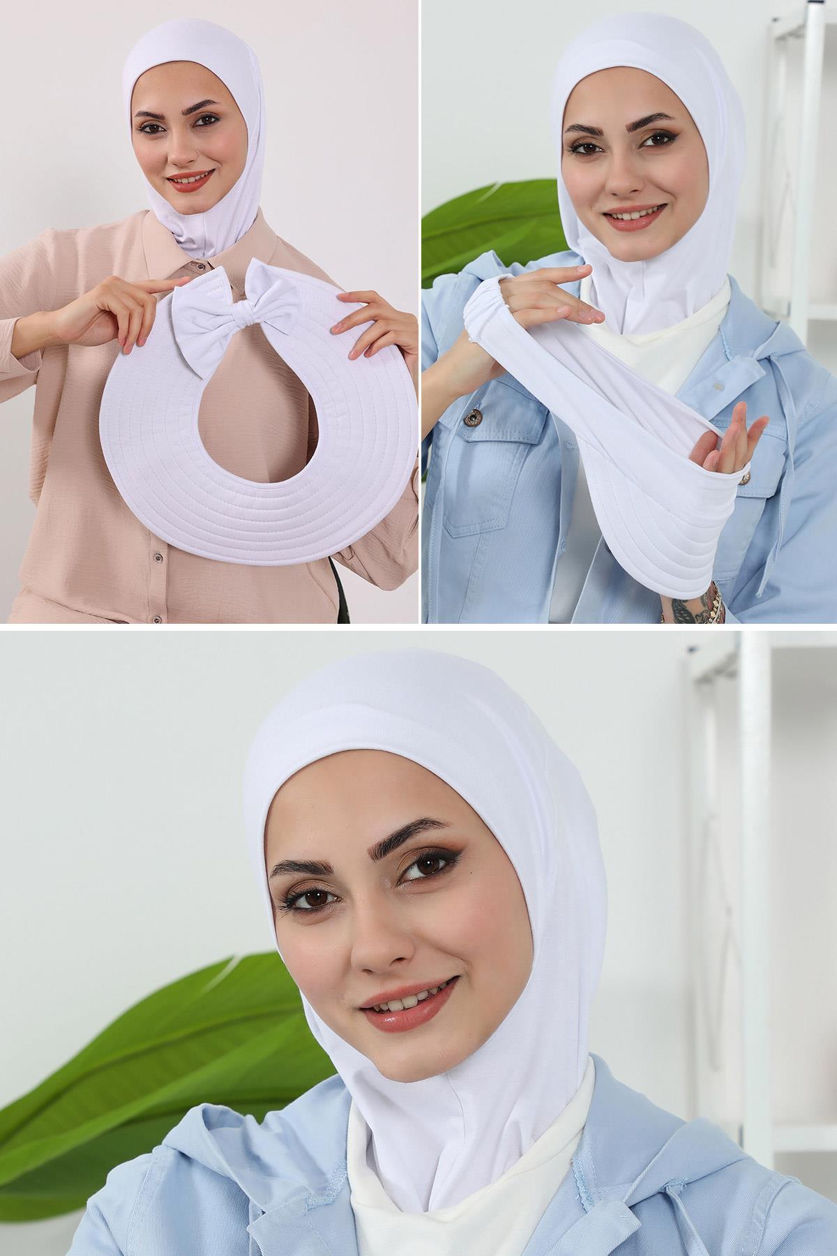 3-Piece Modest Head Covering Set: Ninja Bonnet, Visor & Hat
